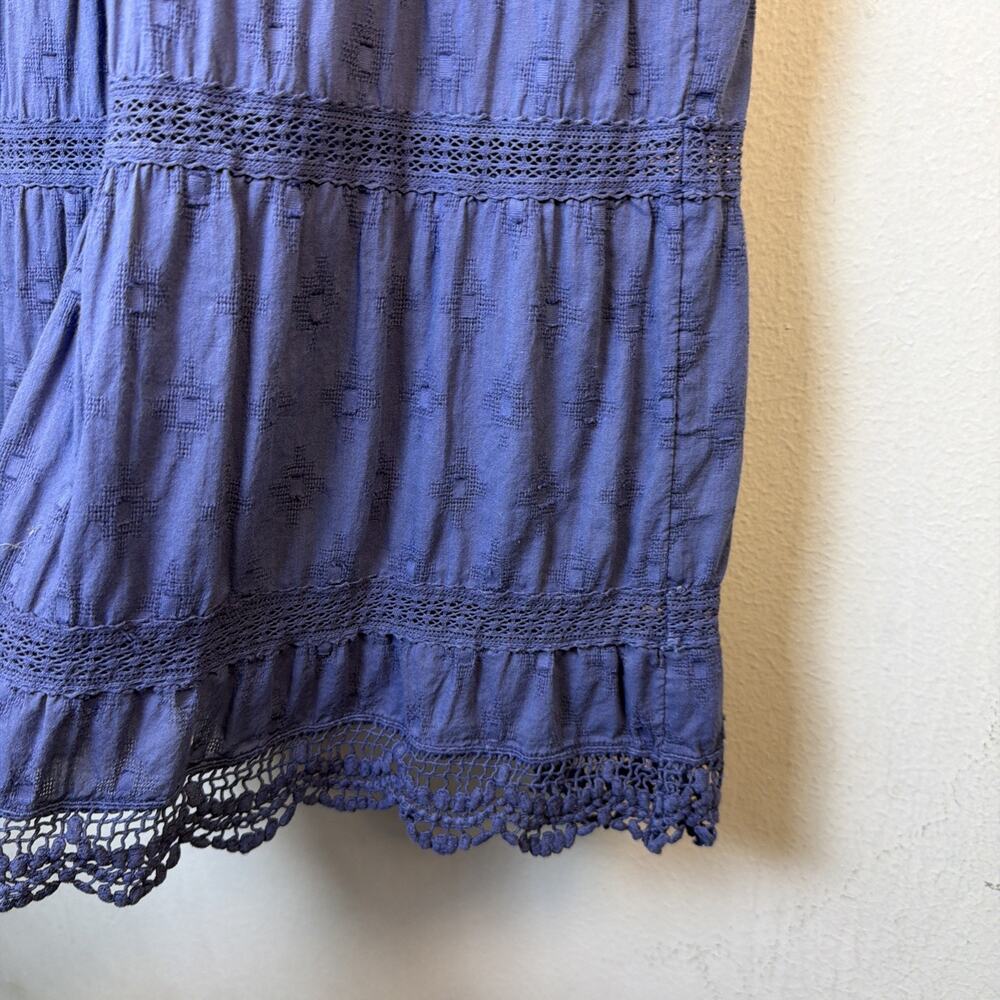 Sundance mini bohemian large Dress Blue lined vacation tiered embordered western - Picture 5 of 15